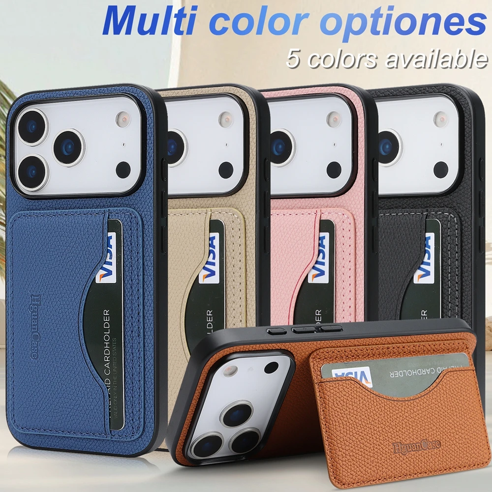 Leather Wallet Card Holder Phone Cover - Lederhülle Kartenfach Handyhülle mit Ständer für