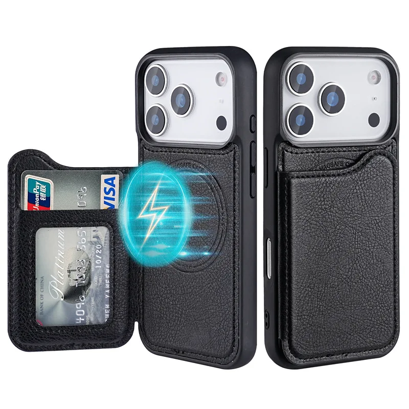 Leather Wallet Card Holder Phone Cover - Magsafe Magnetische Leder-Brieftasche Kartenhalter Handyhülle für
