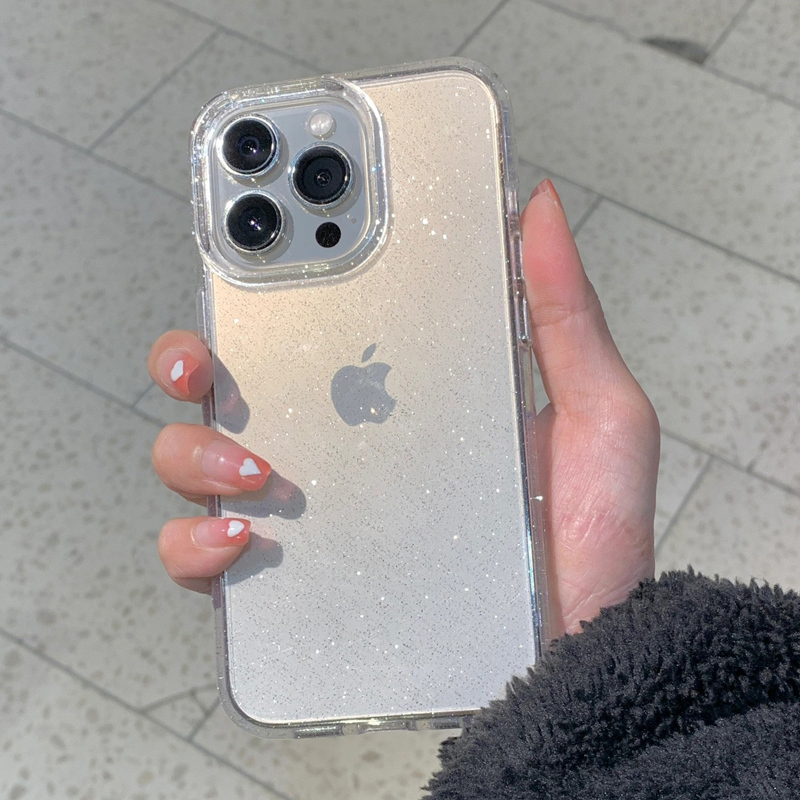 Clear Shockproof Bumper Case - Transparente, einfache Glitzer-Handyhülle für iPhone 16
