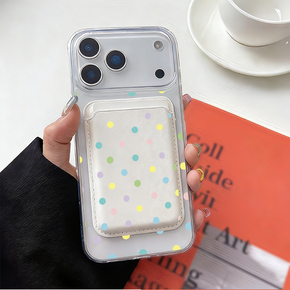 Bunte Polka-Dot Magsafe Wallet – Leather Wallet Card Holder Phone Cover Bewertung und Preis