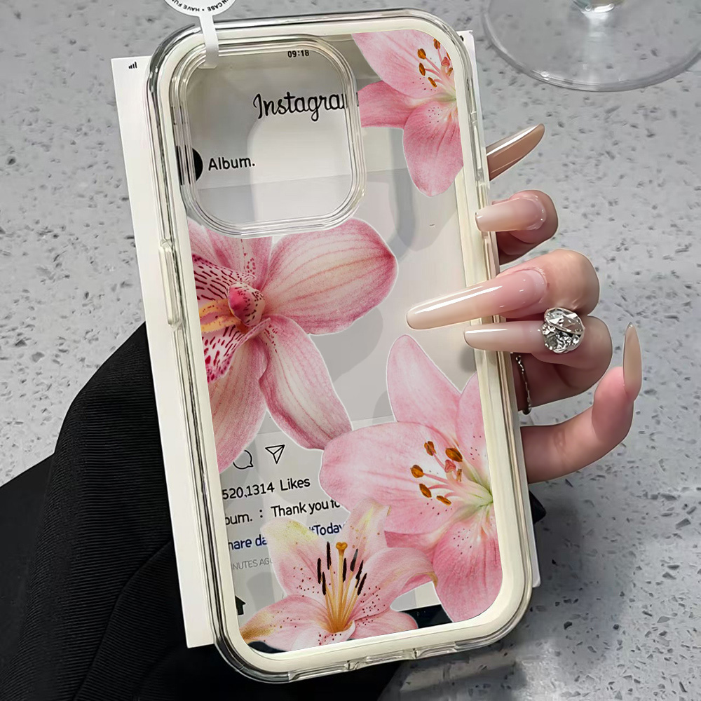 Rosa Lilien-Blumen Transparent – Clear Shockproof Bumper Case Bewertung und Preis